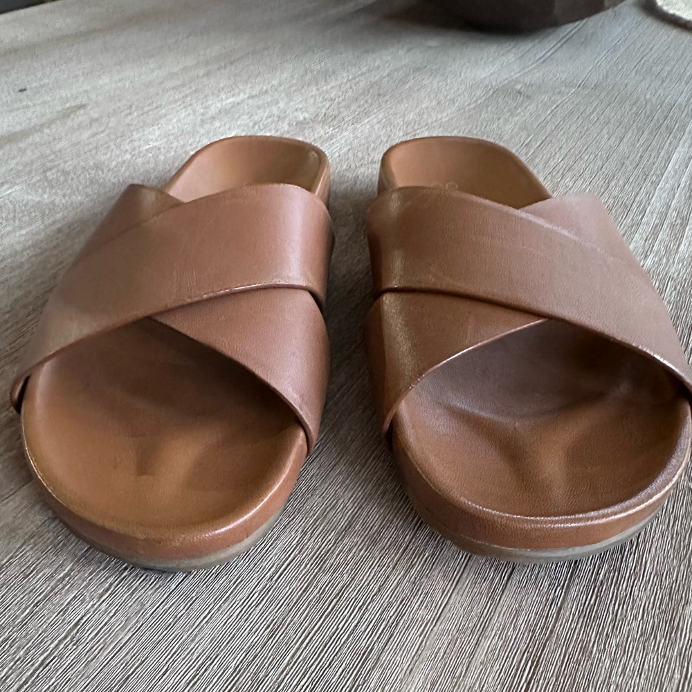 SEYCHELLES Sandals Lighthearted Criss-Cross Contour Tan Leather Women's 10 - Picture 9 of 16
